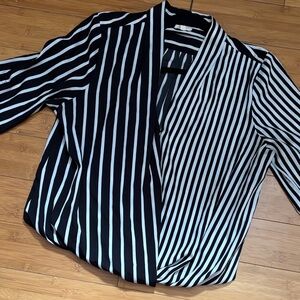 Black and White Striped Women's Top